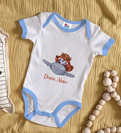 BK Kids Kişiye Özel Mavi Bebek Body Zıbın - Model 185