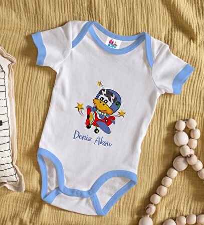 BK Kids Kişiye Özel Mavi Bebek Body Zıbın - Model 186