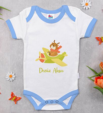 BK Kids Kişiye Özel Mavi Bebek Body Zıbın - Model 187