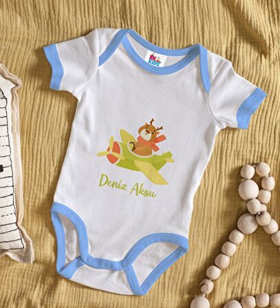 BK Kids Kişiye Özel Mavi Bebek Body Zıbın - Model 187