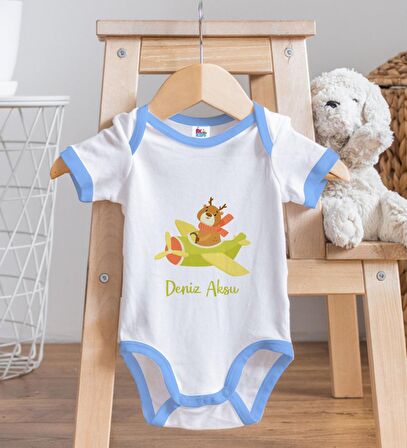 BK Kids Kişiye Özel Mavi Bebek Body Zıbın - Model 187