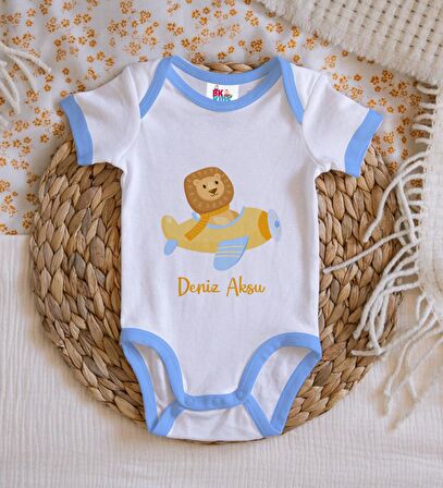 BK Kids Kişiye Özel Mavi Bebek Body Zıbın - Model 188