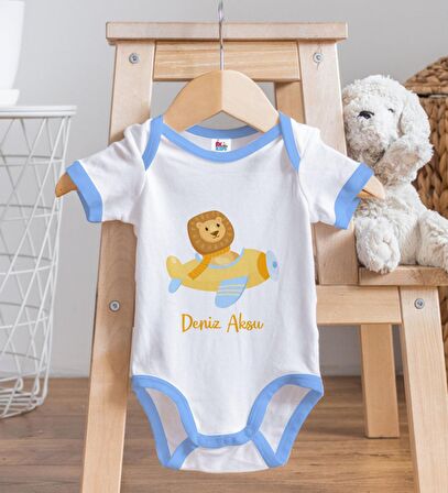 BK Kids Kişiye Özel Mavi Bebek Body Zıbın - Model 188