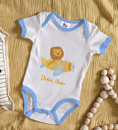BK Kids Kişiye Özel Mavi Bebek Body Zıbın - Model 188