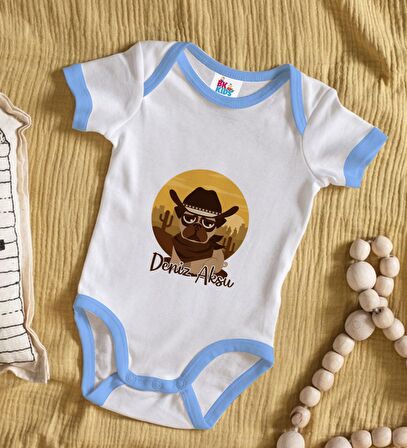 BK Kids Kişiye Özel Mavi Bebek Body Zıbın - Model 189