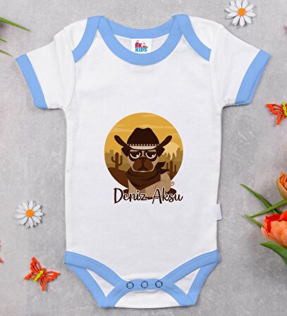 BK Kids Kişiye Özel Mavi Bebek Body Zıbın - Model 189