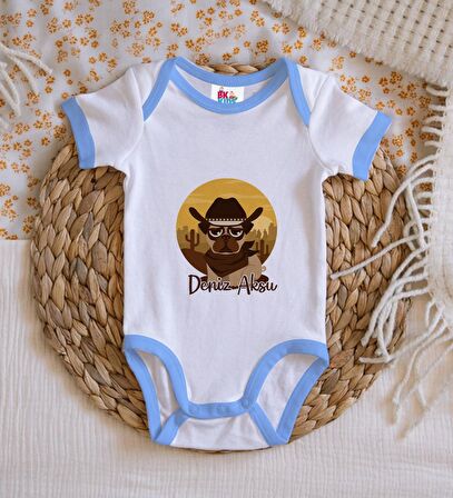 BK Kids Kişiye Özel Mavi Bebek Body Zıbın - Model 189