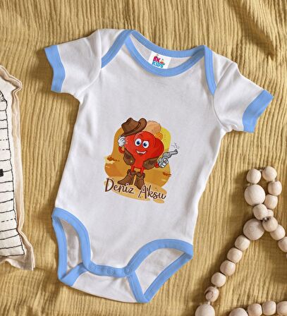 BK Kids Kişiye Özel Mavi Bebek Body Zıbın - Model 190