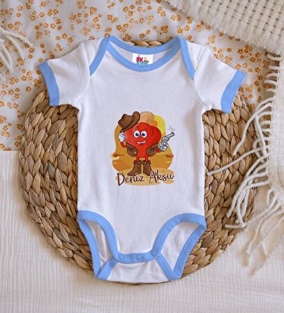 BK Kids Kişiye Özel Mavi Bebek Body Zıbın - Model 190