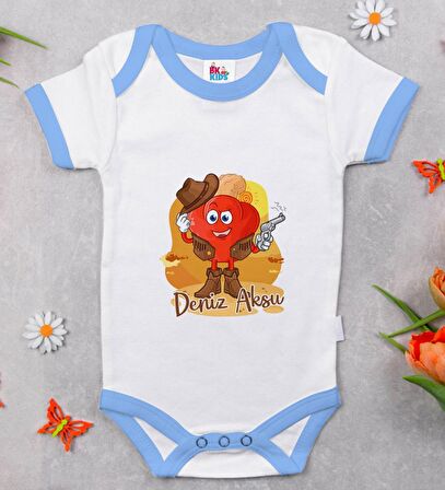 BK Kids Kişiye Özel Mavi Bebek Body Zıbın - Model 190