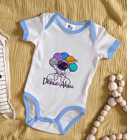 BK Kids Kişiye Özel Mavi Bebek Body Zıbın - Model 192