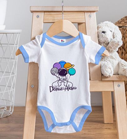 BK Kids Kişiye Özel Mavi Bebek Body Zıbın - Model 192