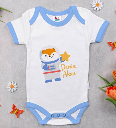 BK Kids Kişiye Özel Mavi Bebek Body Zıbın - Model 193