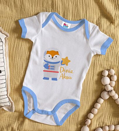 BK Kids Kişiye Özel Mavi Bebek Body Zıbın - Model 193