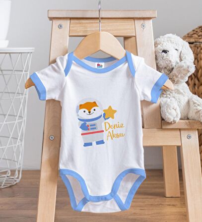 BK Kids Kişiye Özel Mavi Bebek Body Zıbın - Model 193