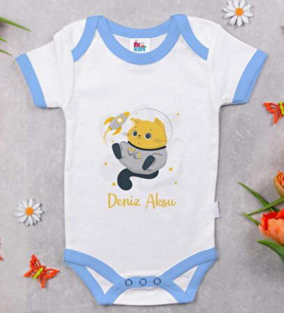 BK Kids Kişiye Özel Mavi Bebek Body Zıbın - Model 194