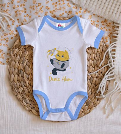 BK Kids Kişiye Özel Mavi Bebek Body Zıbın - Model 194