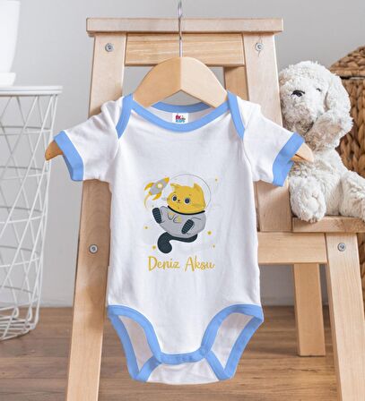 BK Kids Kişiye Özel Mavi Bebek Body Zıbın - Model 194