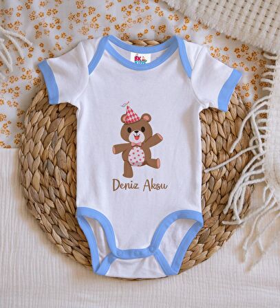 BK Kids Kişiye Özel Mavi Bebek Body Zıbın - Model 197