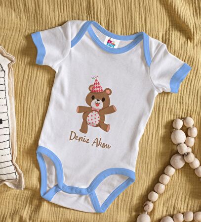BK Kids Kişiye Özel Mavi Bebek Body Zıbın - Model 197