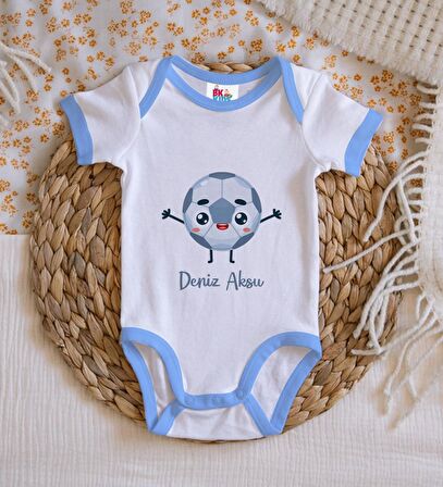 BK Kids Kişiye Özel Mavi Bebek Body Zıbın - Model 198