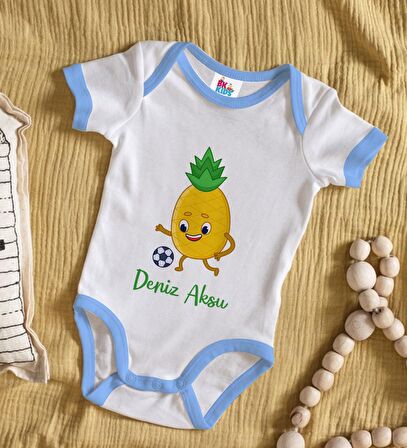 BK Kids Kişiye Özel Mavi Bebek Body Zıbın - Model 200