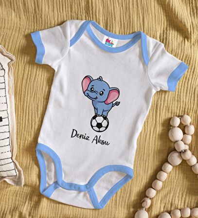 BK Kids Kişiye Özel Mavi Bebek Body Zıbın - Model 201