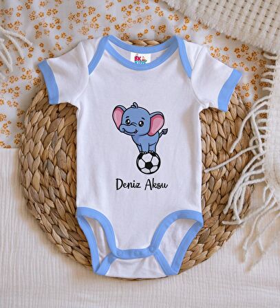 BK Kids Kişiye Özel Mavi Bebek Body Zıbın - Model 201