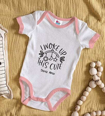 BK Kids Kişiye Özel Pembe Bebek Body Zıbın - Model 5