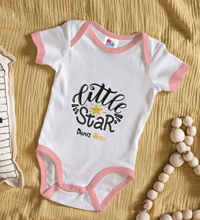 BK Kids Kişiye Özel Pembe Bebek Body Zıbın - Model 7