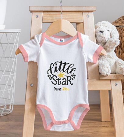 BK Kids Kişiye Özel Pembe Bebek Body Zıbın - Model 7
