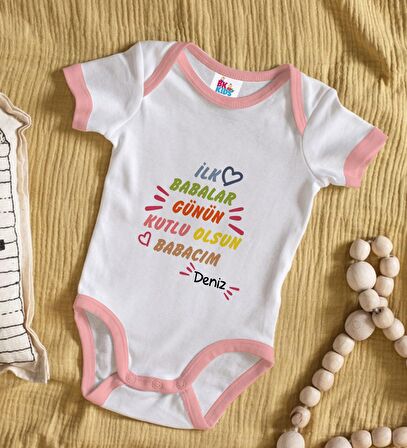 BK Kids Kişiye Özel Pembe Bebek Body Zıbın - Model 11