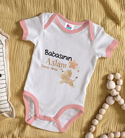 BK Kids Kişiye Özel Pembe Bebek Body Zıbın - Model 12