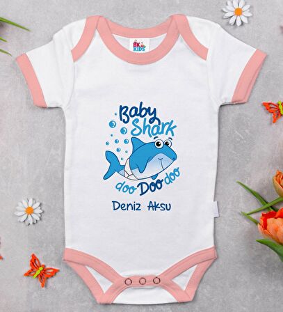 BK Kids Kişiye Özel Pembe Bebek Body Zıbın - Model 15