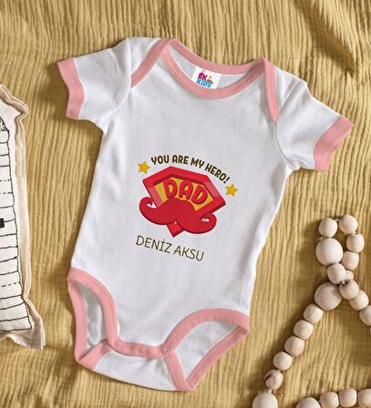 BK Kids Kişiye Özel Pembe Bebek Body Zıbın - Model 16