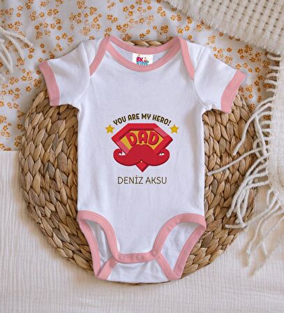 BK Kids Kişiye Özel Pembe Bebek Body Zıbın - Model 16