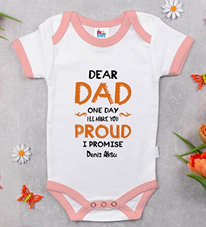 BK Kids Kişiye Özel Pembe Bebek Body Zıbın - Model 17