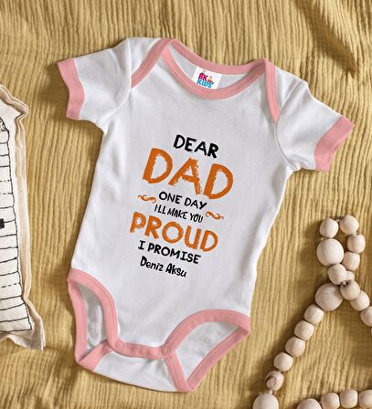 BK Kids Kişiye Özel Pembe Bebek Body Zıbın - Model 17