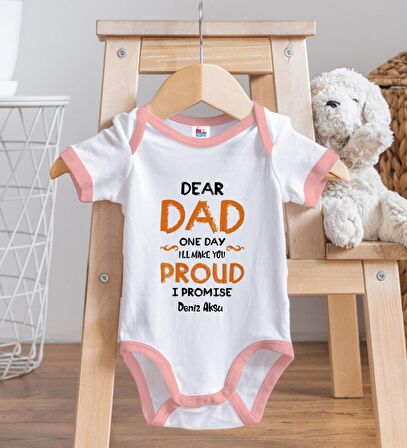 BK Kids Kişiye Özel Pembe Bebek Body Zıbın - Model 17