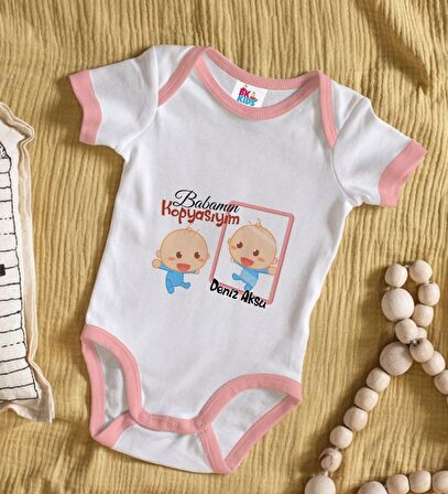 BK Kids Kişiye Özel Pembe Bebek Body Zıbın - Model 18