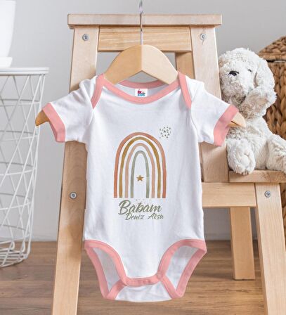 BK Kids Kişiye Özel Pembe Bebek Body Zıbın - Model 19
