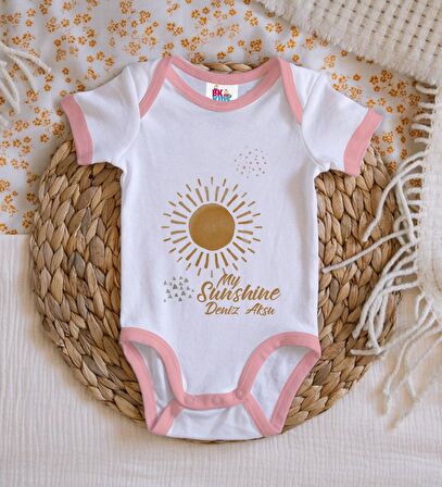 BK Kids Kişiye Özel Pembe Bebek Body Zıbın - Model 20