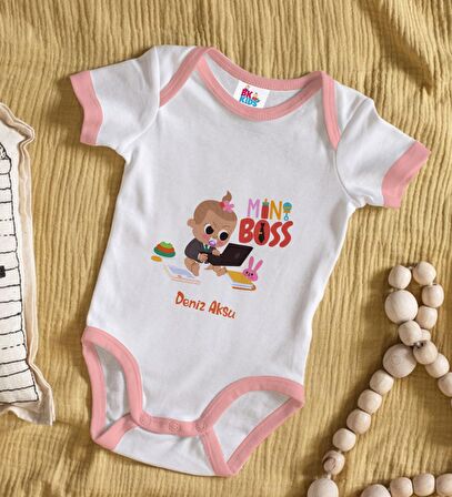 BK Kids Kişiye Özel Pembe Bebek Body Zıbın - Model 22