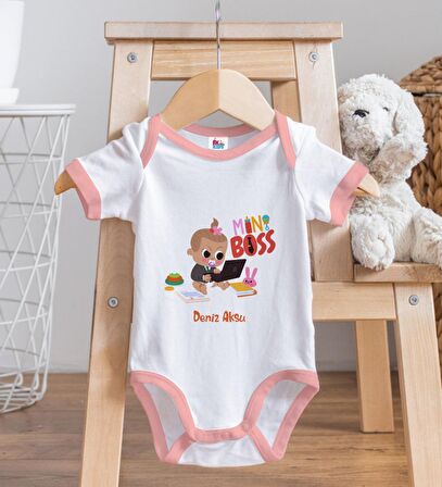 BK Kids Kişiye Özel Pembe Bebek Body Zıbın - Model 22