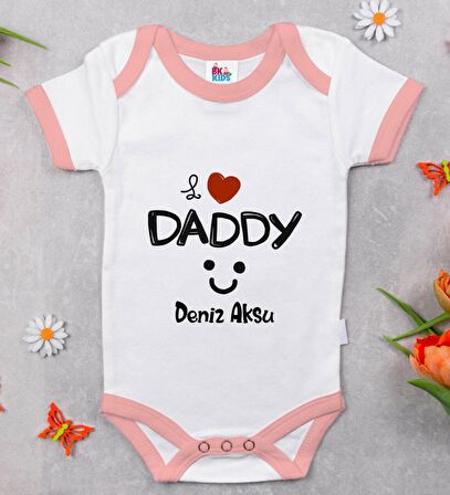 BK Kids Kişiye Özel Pembe Bebek Body Zıbın - Model 24