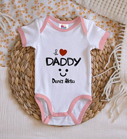 BK Kids Kişiye Özel Pembe Bebek Body Zıbın - Model 24