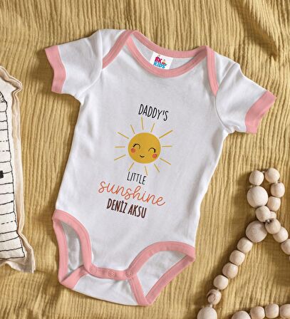 BK Kids Kişiye Özel Pembe Bebek Body Zıbın - Model 25