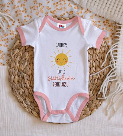 BK Kids Kişiye Özel Pembe Bebek Body Zıbın - Model 25