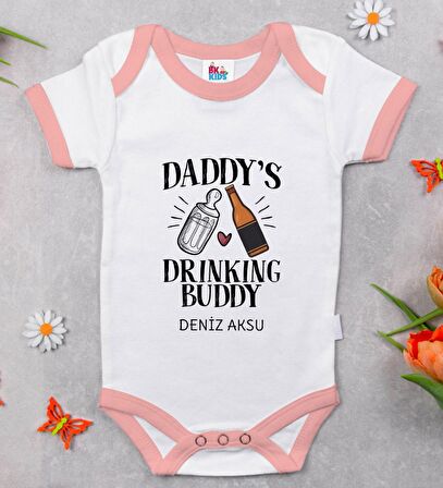 BK Kids Kişiye Özel Pembe Bebek Body Zıbın - Model 26