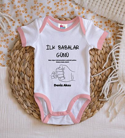 BK Kids Kişiye Özel Pembe Bebek Body Zıbın - Model 27
